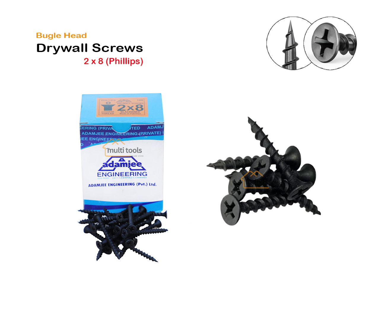 Bugle Head Drywall Screws 2 X 8 (Phillips)